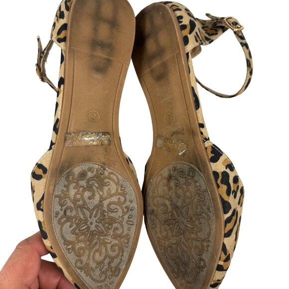 Dream Pairs Womens Leopard Print Ankle Strap Pointed Flats Size 8 - Picture 6 of 8